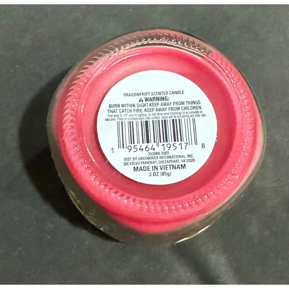 Signature Luminessence Dragonfruit Scented Candle 3oz Mini Mason Jar Pink Wax